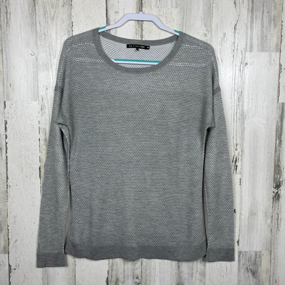 rag & bone long sleeve mesh top shirt athleisure drop shoulder gray size XS